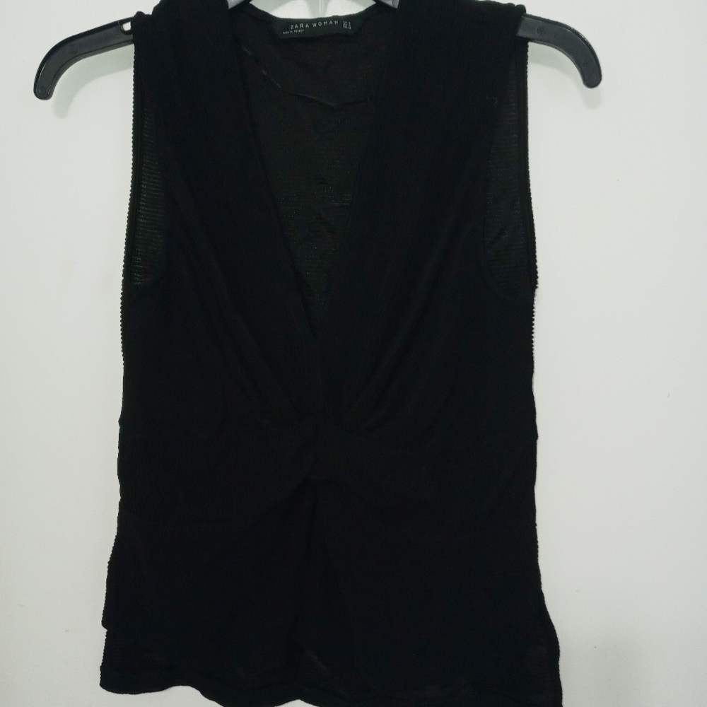 Zara Woman Sleeveless High low pleated Tank